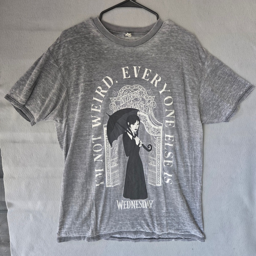 Wednesday Addams Nevermore Academy Grey Burnout Graphic T-Shirt XL